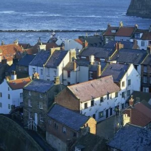 View over rooftops of the fishing village of Staithes, North Yorkshire coast