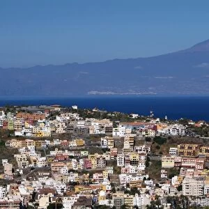 View over San Sebastian de la Gomera to Pico de Teide on Tenerife, Gomera