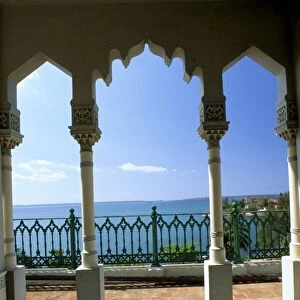 View to sea through Moorish arches at Palacio de Valle, Cienfuegos, Cuba