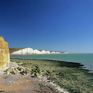 View to the Seven Sisters from beach below Seaford Head, East Sussex, England