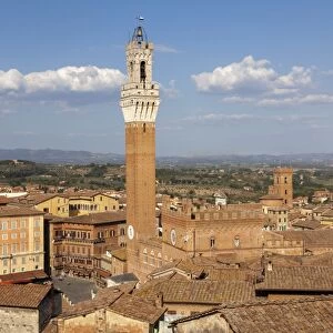View of Siena Palazzo Publico and Piazza del Campo, UNESCO World Heritage Site, Siena, Tuscany, Italy, Europe