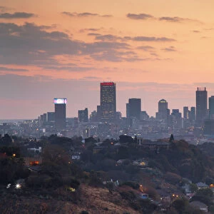 View of skyline at sunset, Johannesburg, Gauteng, South Africa, Africa