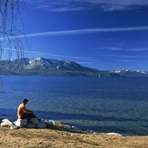 View of south beach, Lake Tahoe, California, United States of America, North America