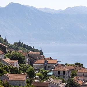 View from St. Nicholas Church of Perast, Bay of Kotor, UNESCO World Heritage Site, Montenegro, Europe