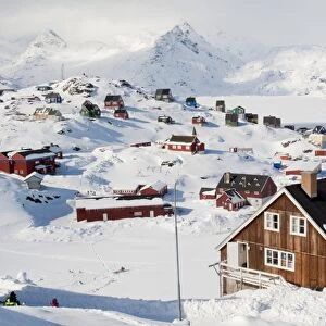 View in Tasiilaq village, East Greenland, Polar Regions