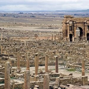 View from the theatre over the Roman site of Timgad, UNESCO World Heritage Site