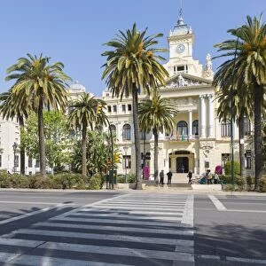 View of Town Hall Palace (Ayuntamiento), Malaga, Costa del Sol, Andalusia, Spain, Europe