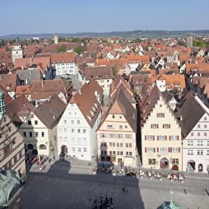View from town hall, Rothenburg ob der Tauber, Romantic Road (Romantische Strasse), Franconia, Bavaria, Germany, Europe