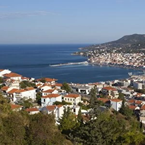View over town and port, Samos Town, Samos, Aegean Islands, Greece
