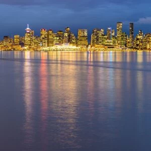 View of Vancouver Downtown from North Vancouver at dusk, Vancouver, British Columbia