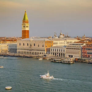 View of Venice from cruise ship at daybreak, Venice, UNESCO World Heritage Site, Veneto