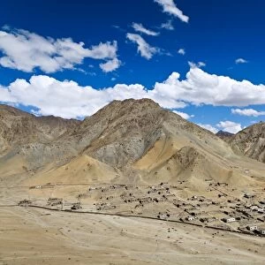 View of village on outskirts of Leh, Ladakh, Jammu and Kashmir, India, Asia