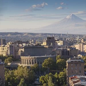 View of Yerevan and Mount Ararat from Cascade, Yerevan, Armenia, Central Asia, Asia