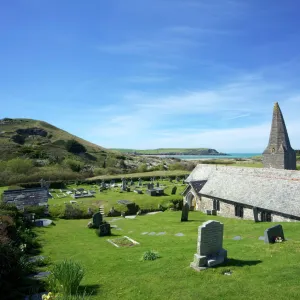 Views of Camel Estuary from the churchyard, St. Enodoc Church, Rock, North Cornwall