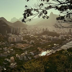 Views of Rio de Janeiro and Christ the Redeemer from Sugarloaf mountain (Pao de Acuca) at sunset