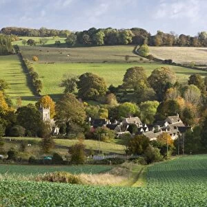 Village in autumn, Upper Slaughter, Cotswolds, Gloucestershire, England, United Kingdom, Europe