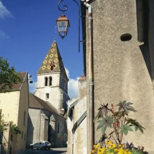 Village of Couchey, with distinctive tiled steeple, Bourgogne, France, Europe