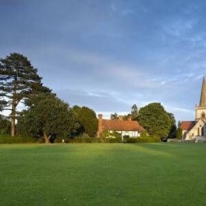 Village green and church, Brockham, Surrey Hills, Surrey, England, United Kingdom, Europe