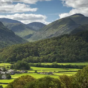 The village of Rosthwaite in the Borrowdale Valley, Lake District National Park, UNESCO