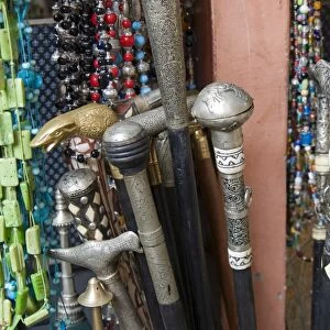 Walking sticks for sale in the souk, Marrakech (Marrakesh), Morocco, North Africa, Africa
