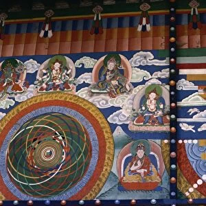Wall painting, Punakha Dzong, Bhutan, Asia