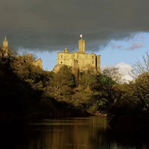 Warkworth castle and river Coquet, near Amble, Northumberland, England