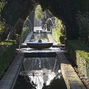 Water channel and fountain in the gardens of the Generalife
