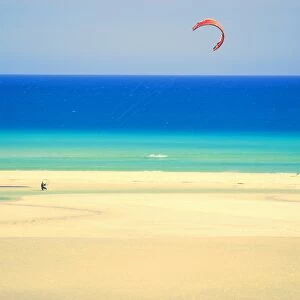 Water gliding, Sotovento beach, Jandia Peninsula, Fuerteventura, Canary Islands