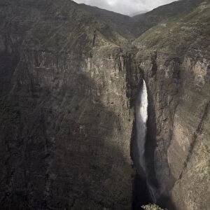 A waterfall at the Geech Abyss, in the Simien Mountains National Park, Ethiopia, Africa