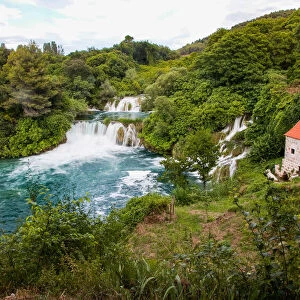 Waterfalls in Krka National Park in southern Croatia, Europe
