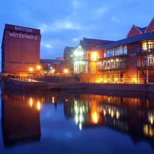 Waterfront at night, Nottingham, Nottinghamshire, England, United Kingdom, Europe