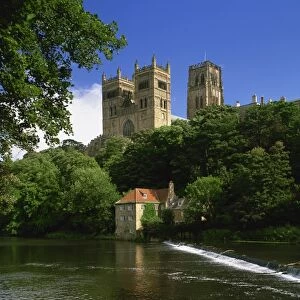Weir below Durham Cathedral, Durham, England, United Kingdom, Europe