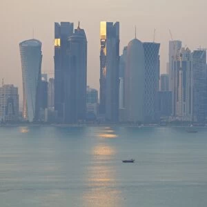West Bay Central Financial District from East Bay District, Doha, Qatar, Middle East