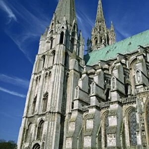 West front of the cathedral at Chartres, UNESCO World Heritage Site, Eure-et-Loir