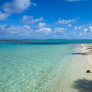 White sand beach and turquoise waters, Rarotonga and the Cook Islands, South Pacific