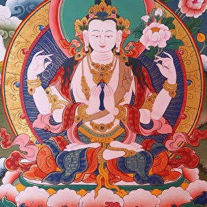 White Tara, Tibetan thanka, Shedub Choekhor Ling Monastery, Mont Saleve, Haute-Savoie