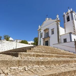 Wide angle shot of Matriz Church of Estoi, Algarve, Portugal, Europe