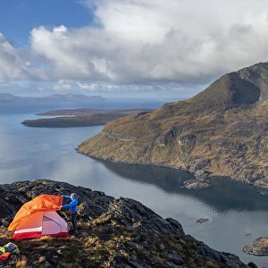 Wild camping on the top of Sgurr Na Stri looking towards Loch Coruisk and the main