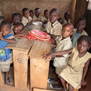Wore African school classroom, Hevie, Benin, West Africa, Africa