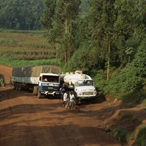 World Food Program truck in transit from Rwanda, near Kisoro, Uganda, East Africa, Africa