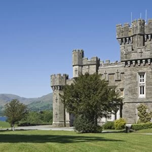 Wray Castle on the shore of Lake Windermere, a holiday home of Beatrix Potter, famous author of childrens stories, Lake District National Park, Cumbria, England, United Kingdom, Europe