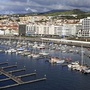 Yacht Marina in Ponta Delgada Port, Sao Miguel Island, Azores, Portugal, Atlantic, Europe