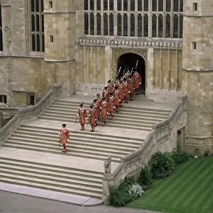 Yeoman warders at St. Georges Chapel, Windsor, Berkshire, England