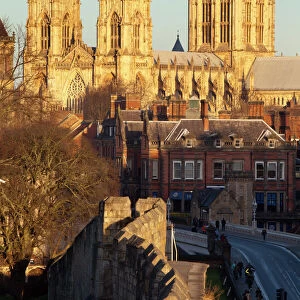 York Minster from the City Wall, York, Yorkshire, England, United Kingdom, Europe
