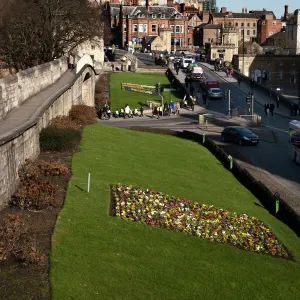 York Minster from the City Walls, York, Yorkshire, England