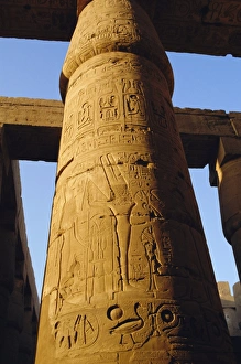 Etching Prints: One of the 102 columns in the Great Hypostyle Hall, Temple of Karnac, Karnac