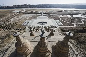 108 Dagobas, Buddhist temple in Qingtongxia, Ningxia Province, China, Asia
