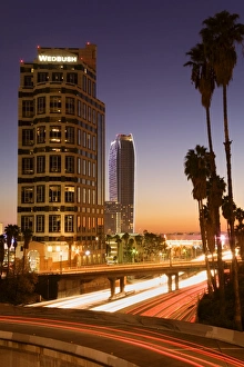 Freeways Prints: 110 Freeway and Los Angeles skyline, California, United States of America, North America