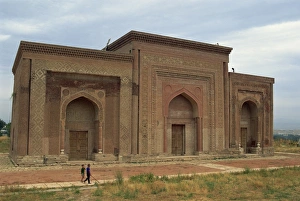 Kyrgyzstan Prints: The 11th century Karakhanid mausoleum, Uzgen, Kyrgyzstan, Central Asia, Asia