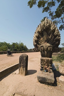 Rider Prints: The 12th century bridge near Siem Reap, Cambodia, Indochina, Southeast Asia, Asia